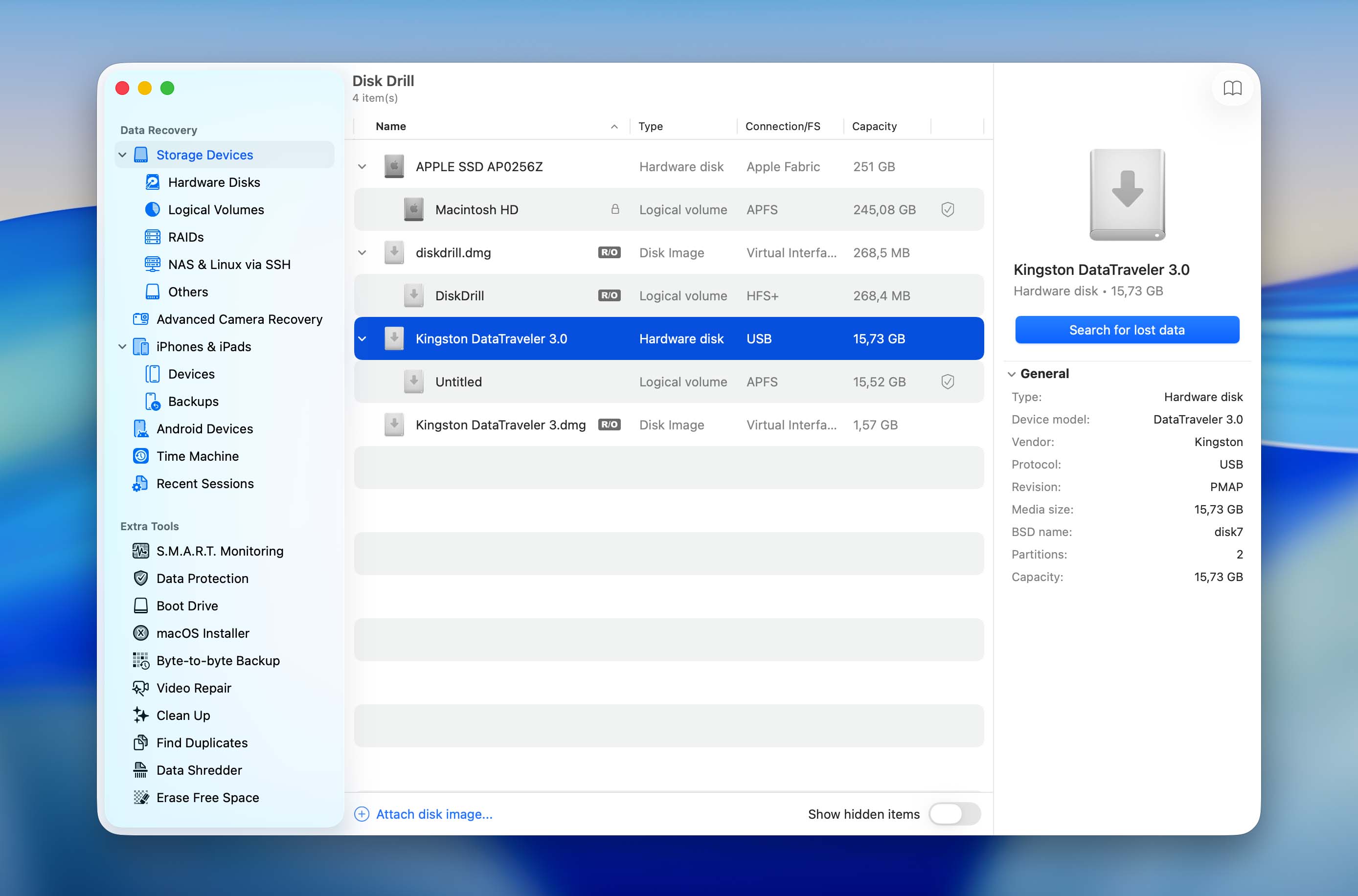select drive for recovery